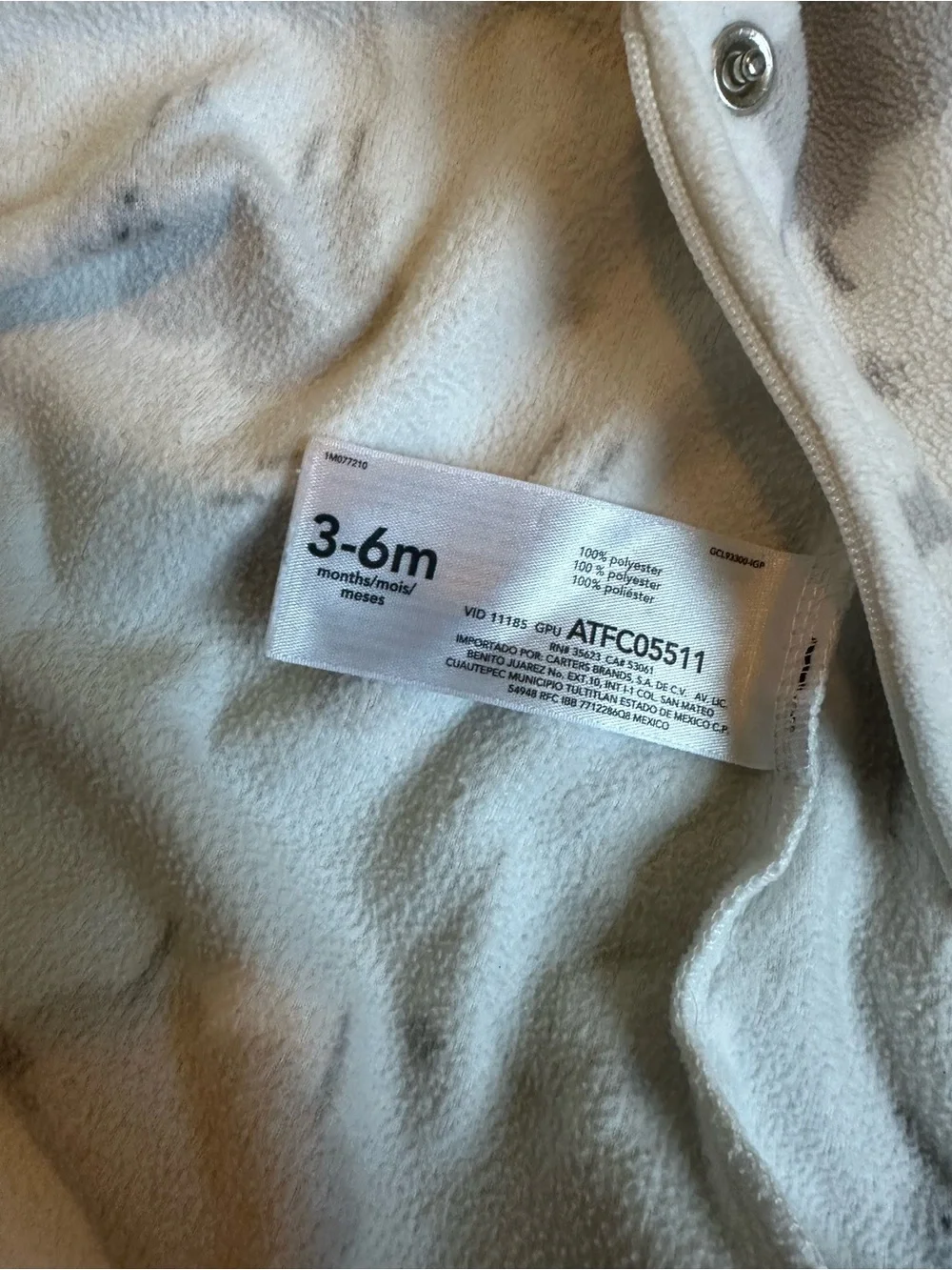 Carter's Cream & Gray Sheep Sleep Sack - Cozy Baby Pajamas 3-6mo